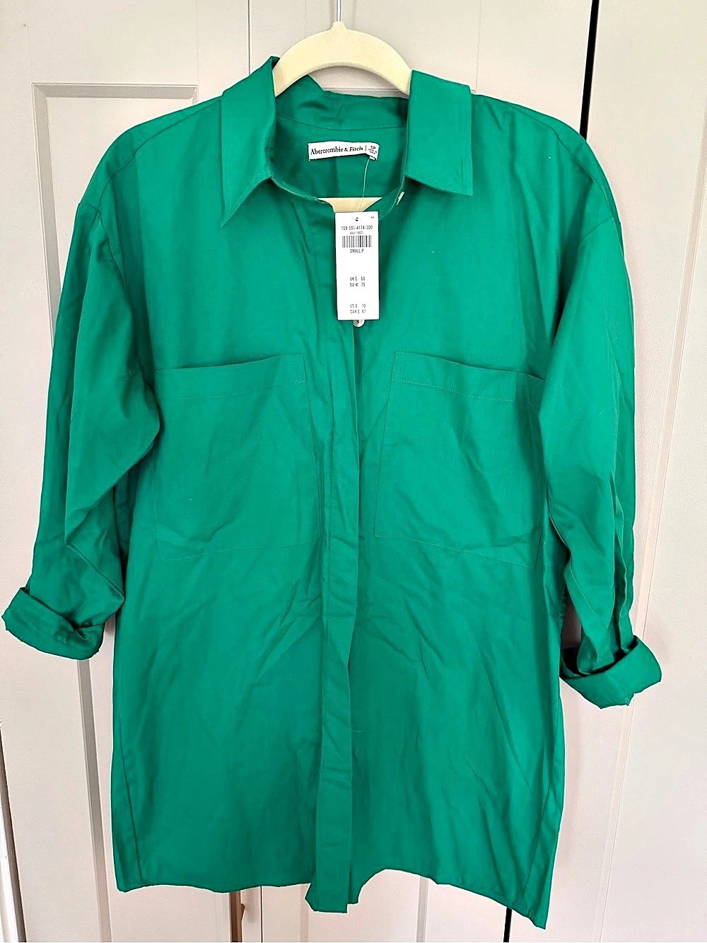Abercrombie & Fitch Button-Through Midi Shirt Dress - Green Button Down